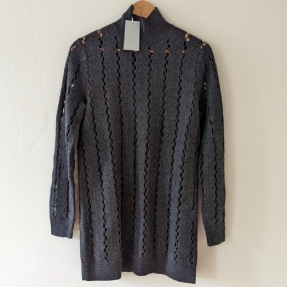 NWT COS merino wool open knit turtleneck sweater dress - size L - Picture 1 of 4